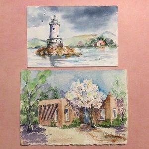 2 Small Orig. Watercolors by Myra Butler
